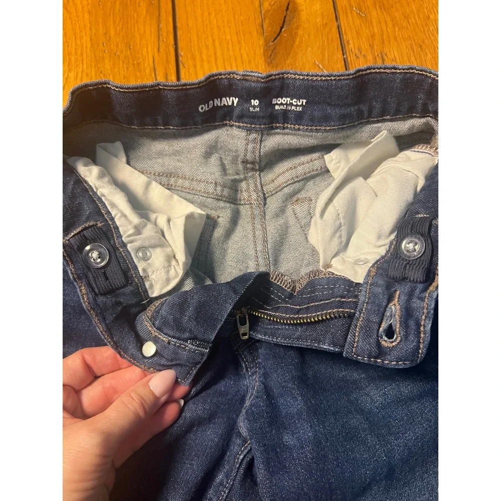 Old Navy Boys Slim Boot-Cut Jeans Dark Wash Built-In Flex Size 10 Slim